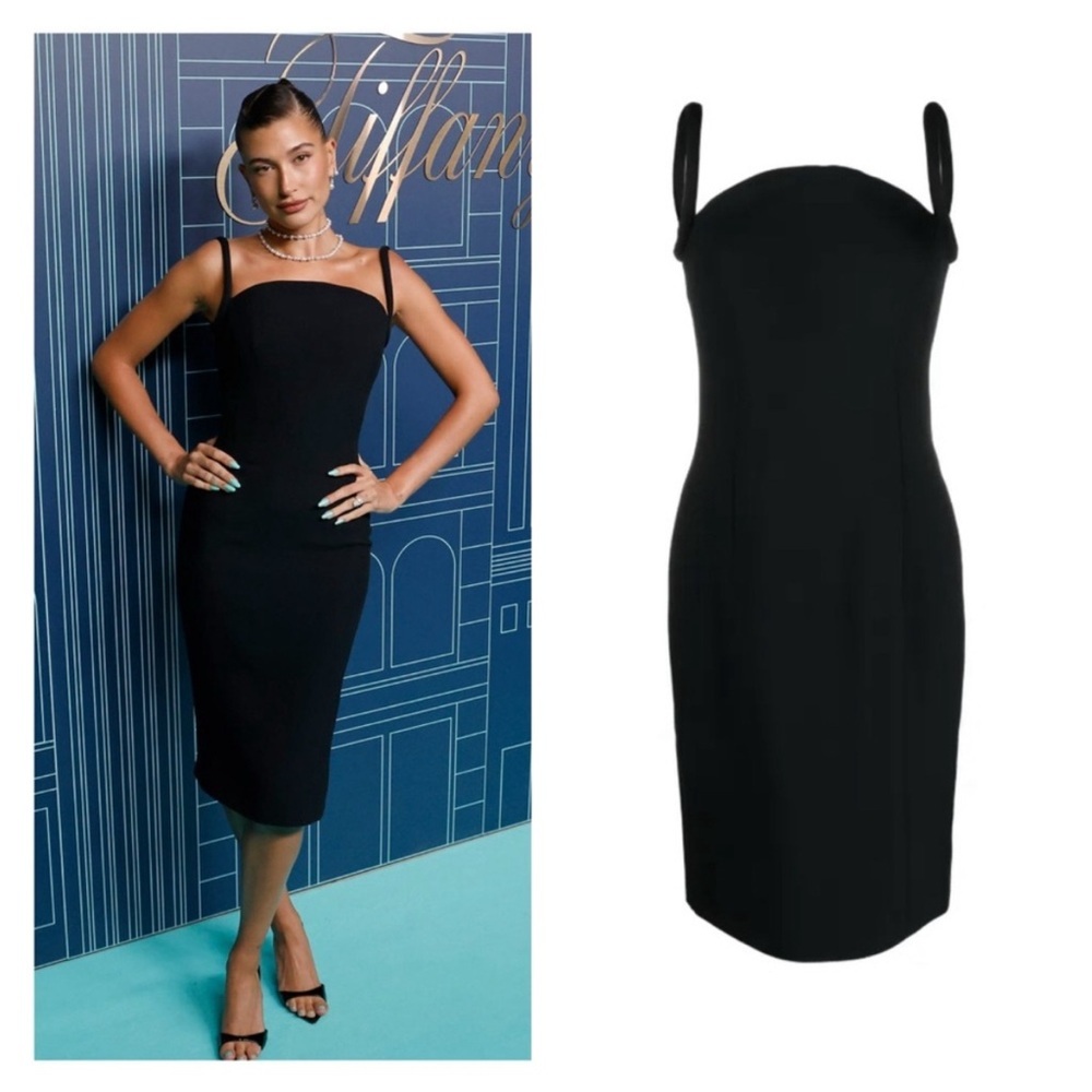 VERSACE Enver Black Sheath Midi Dress IT40 US4 ASO Hailey Bieber Stretch NWT